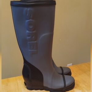 Sorel Joan Rain Wedge Rubber Knee-High Rain Boots
